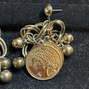 Vintage Chunky Coin Charm Earrings